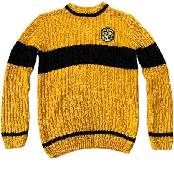 Harry Potter Hogwarts Hufflepuff Quidditch Lambwool Crew Neck Sweater XL - Picture 3 of 14